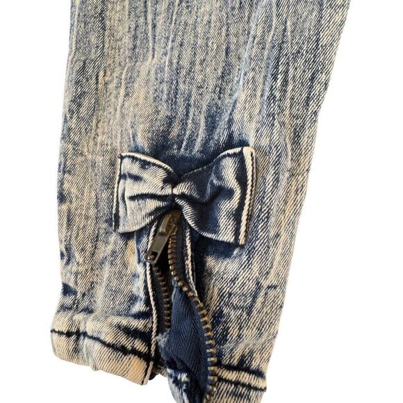 Pilcro by Anthropologie Acid Wash Skinny Jeans w/ Ankle Bows Sz 31 Boho Denim - Picture 9 of 11